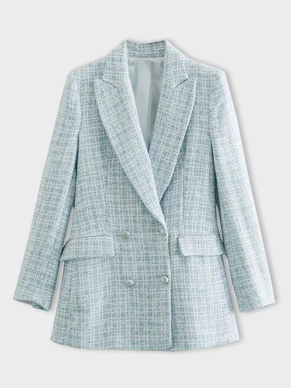 Tweedy Blazer | Modieuze damesblazer in lichtblauw