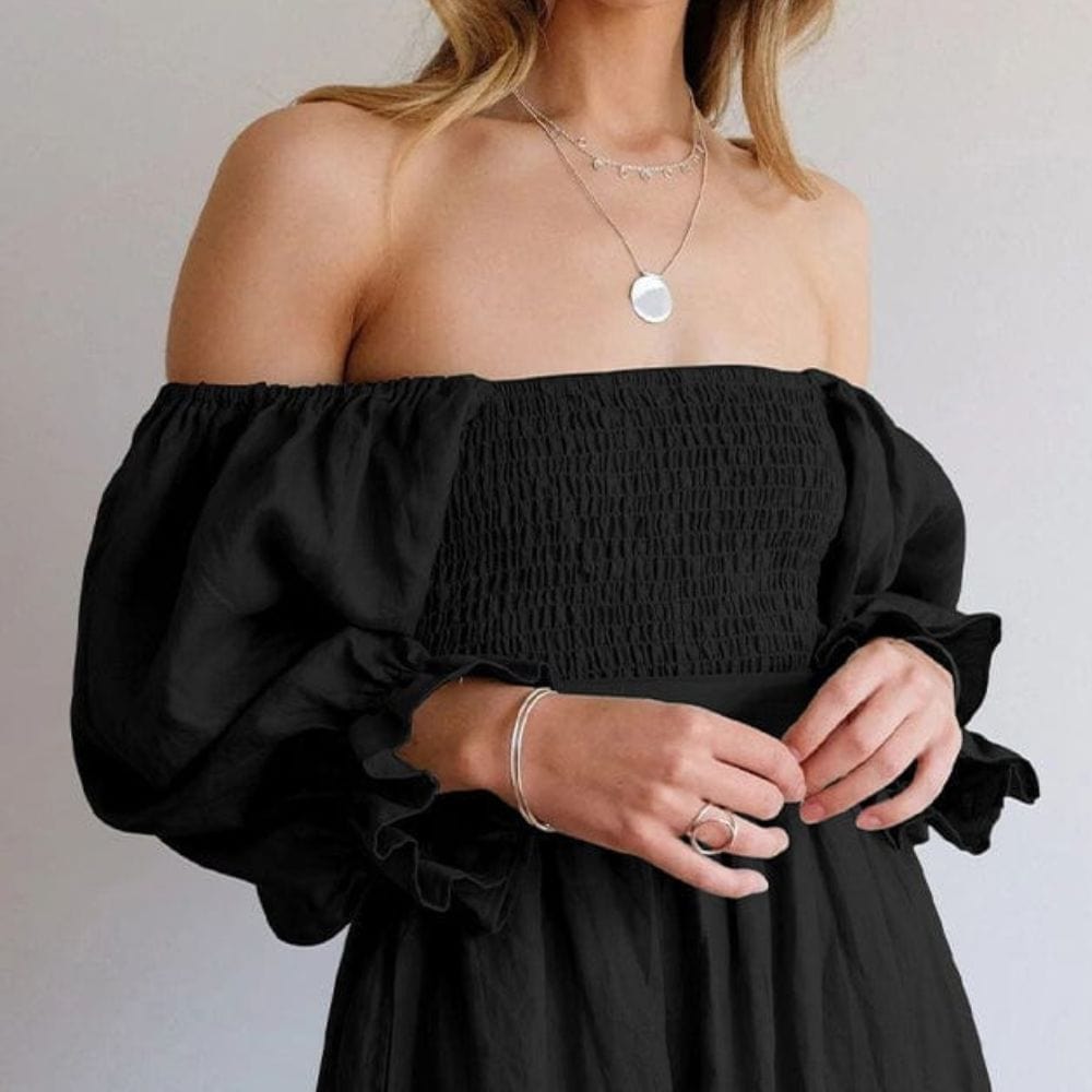 Claudia Dress | Elegante off-shoulder jurk met plofmouwen