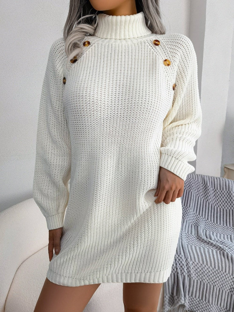 Dena Sweater | Comfortabele lange coltrui met knopen