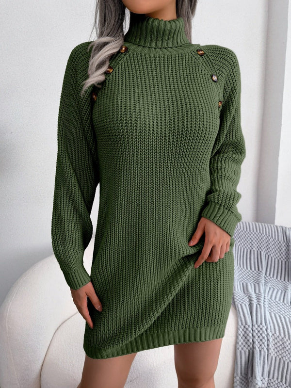 Dena Sweater | Comfortabele lange coltrui met knopen