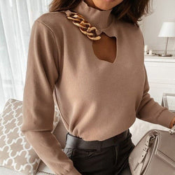 Dena Sweater | Elegante trui met V-hals en ketting
