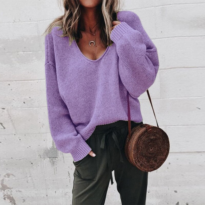 Merel Losse Sweater | Elegante comfortabele V-hals trui voor vrouwen